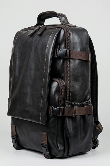 Sac à dos cuir grande capacité vintage homme - Vue 3 - Sac