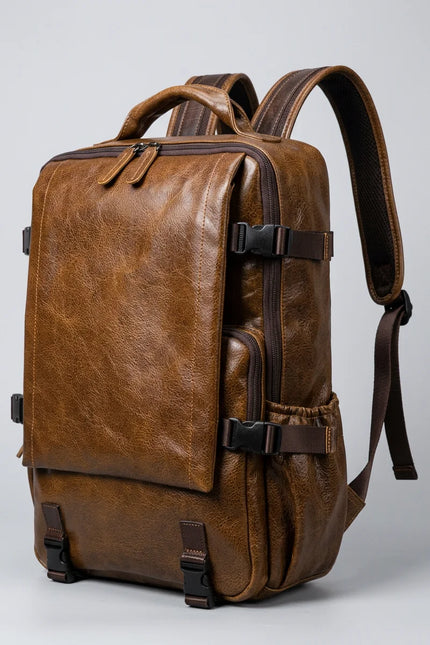 Sac à dos cuir grande capacité vintage homme - Vue 4 - Sac