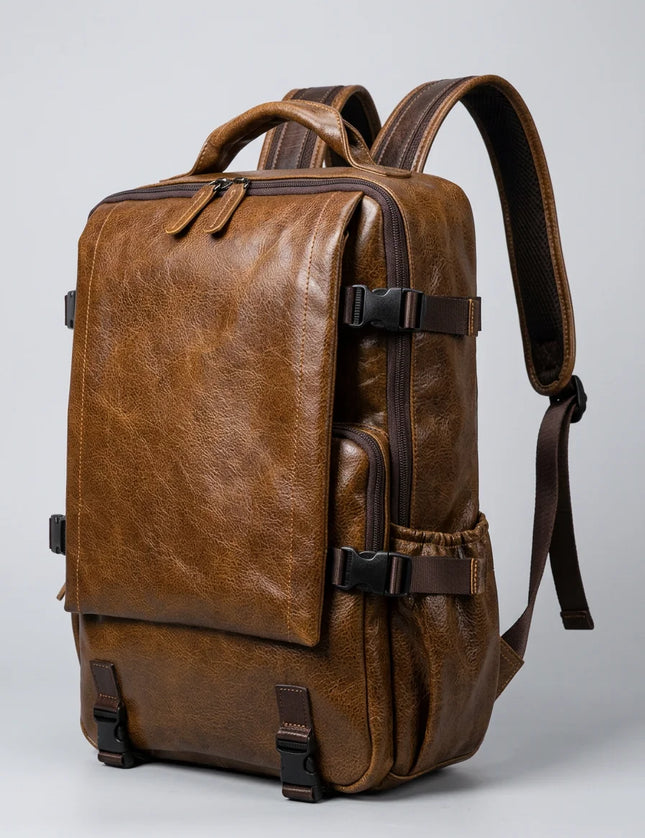 Sac à dos cuir grande capacité vintage homme - Vue 4 - Sac