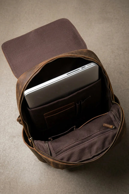 Sac à dos cuir homme ordinateur 15 pouces élégant - Vue 4 - Sac