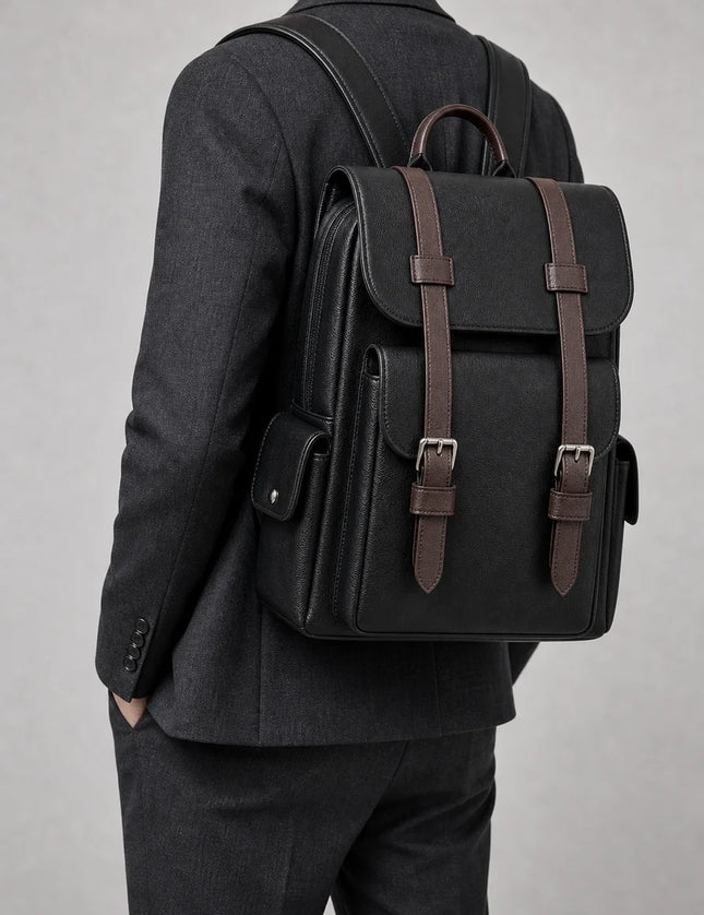 Sac à dos cuir ordinateur homme élégant business porté en studio - Aurean Paris - Admin refs