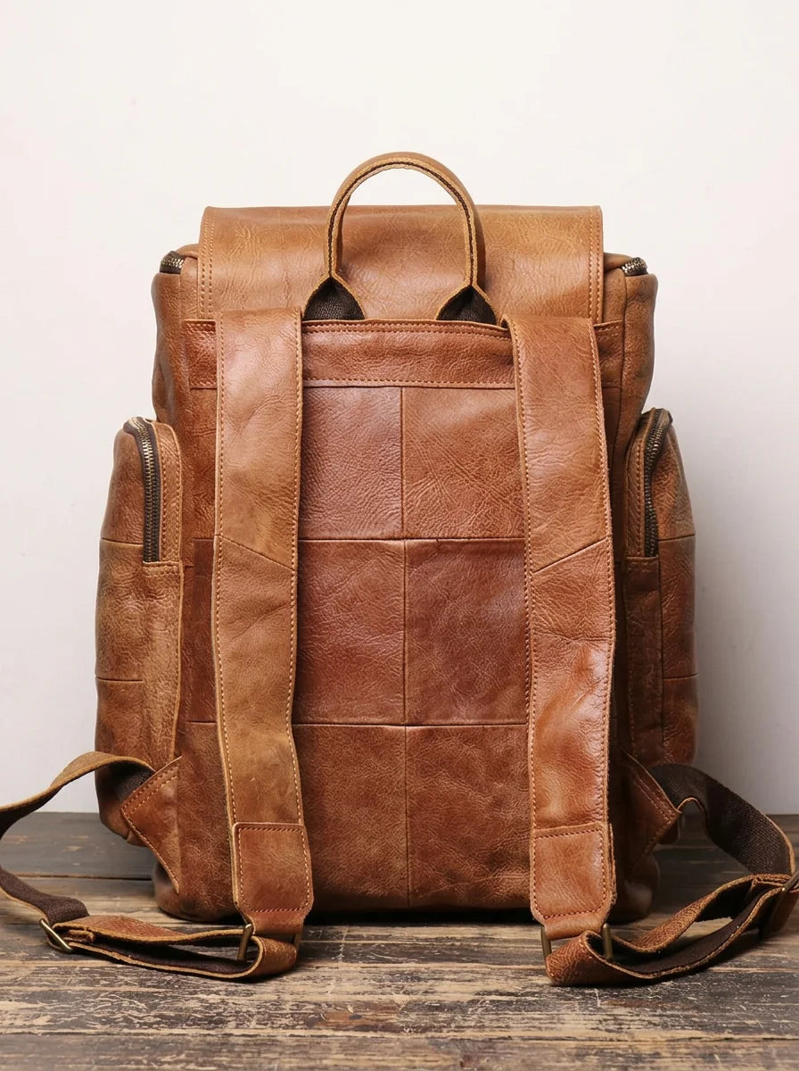 Sac à dos cuir 15 pouces voyage vintage homme - Vue 2 - Sac