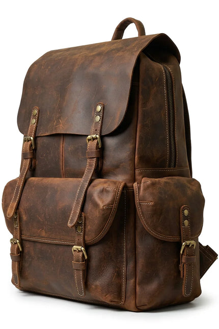 Sac à dos cuir 15 pouces voyage vintage homme - Vue 3 - Sac