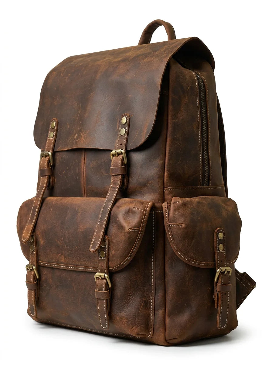 Sac à dos cuir 15 pouces voyage vintage homme - Vue 3 - Sac