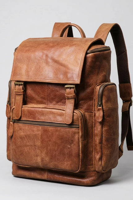 Sac à dos cuir 15 pouces voyage vintage homme - Vue 3 - Sac