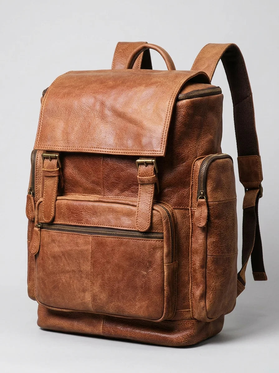 Sac à dos cuir 15 pouces voyage vintage homme - Vue 3 - Sac