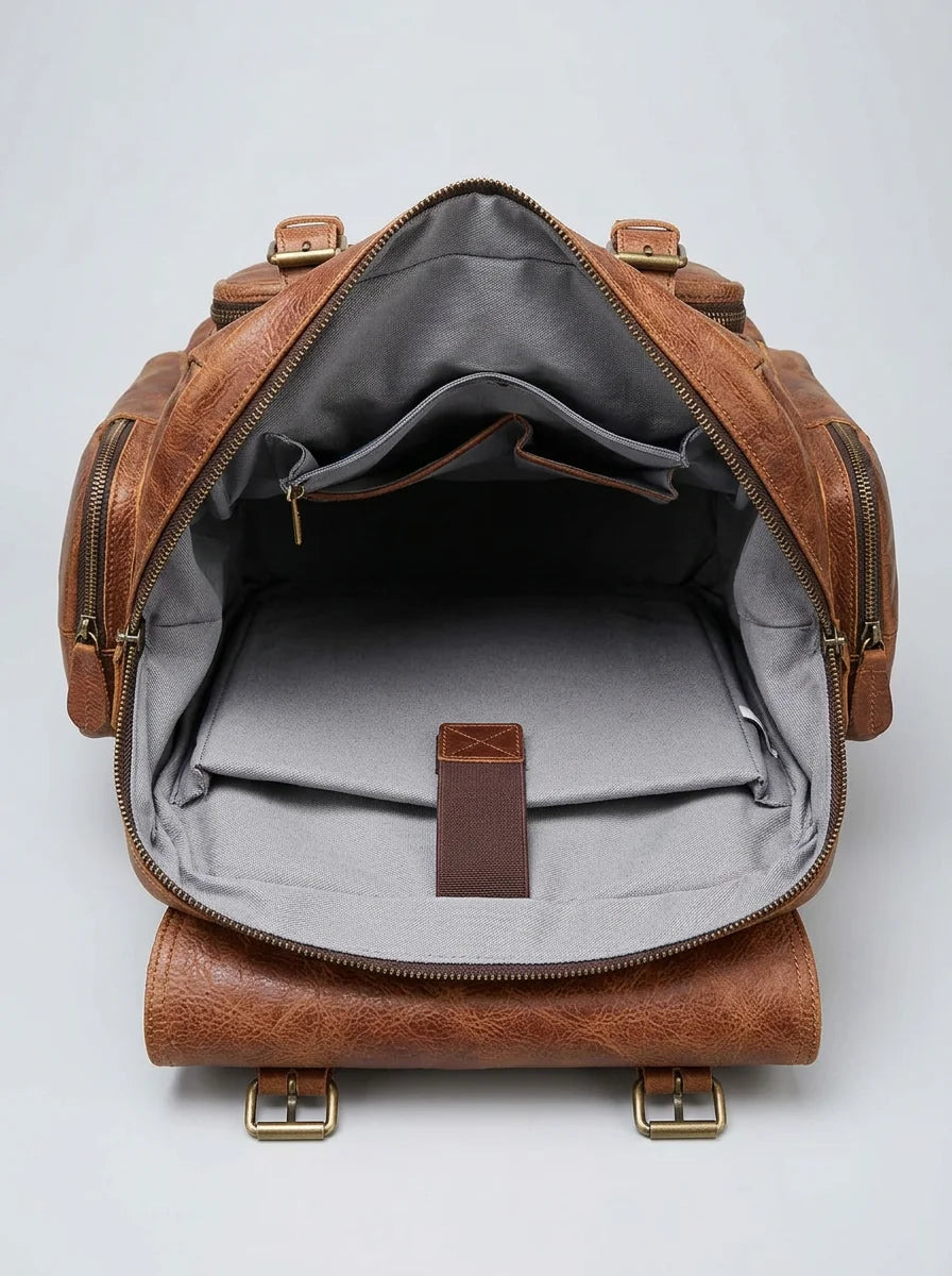 Sac à dos cuir 15 pouces voyage vintage homme - Vue 4 - Sac