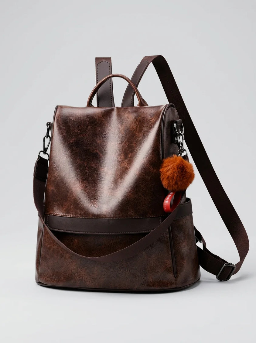 Sac à dos cuir vegan femme vintage élégant - Vue 2 - Sac