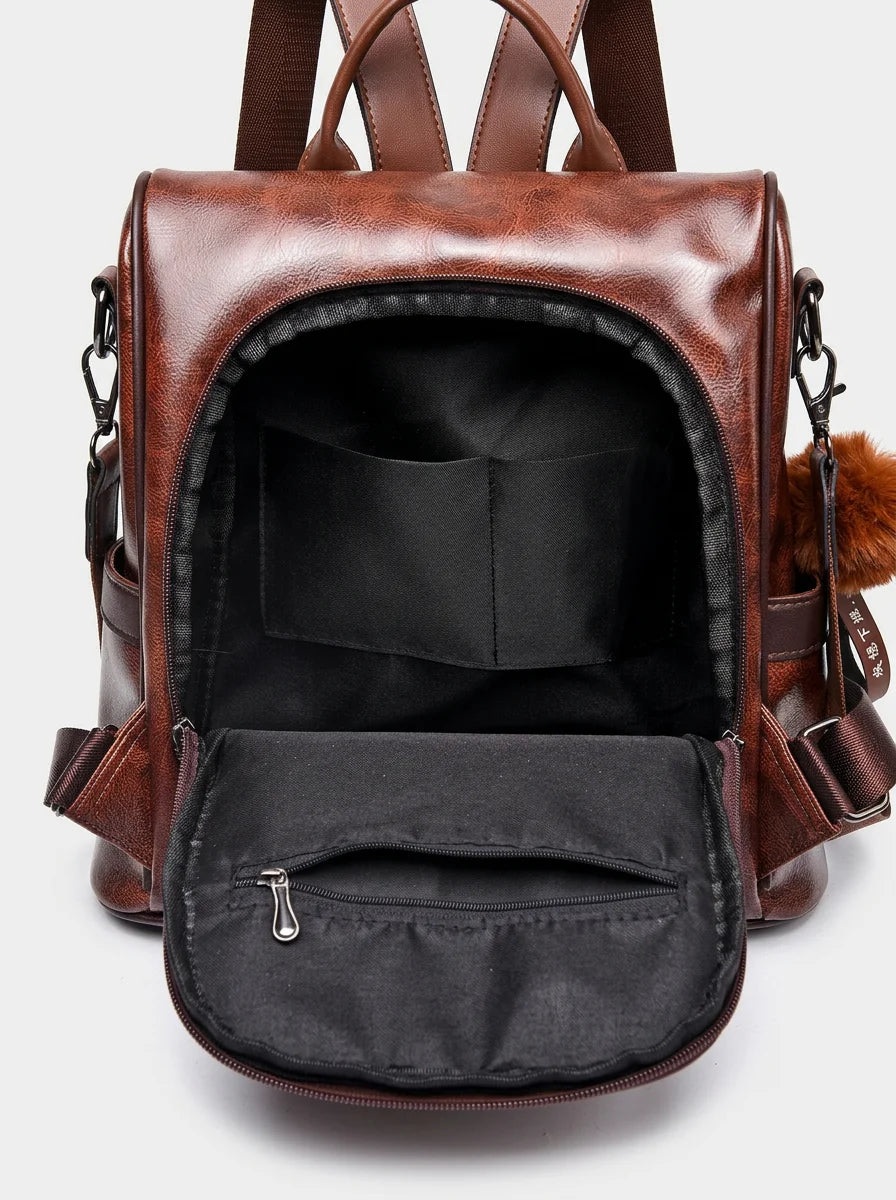 Sac à dos cuir vegan femme vintage élégant - Vue 4 - Sac