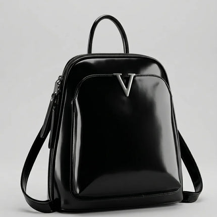 Sac à dos cuir verni femme élégant et imperméable - Vue 1 - Sac