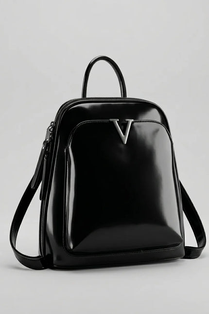 Sac à dos cuir verni femme élégant et imperméable - Vue 1 - Sac