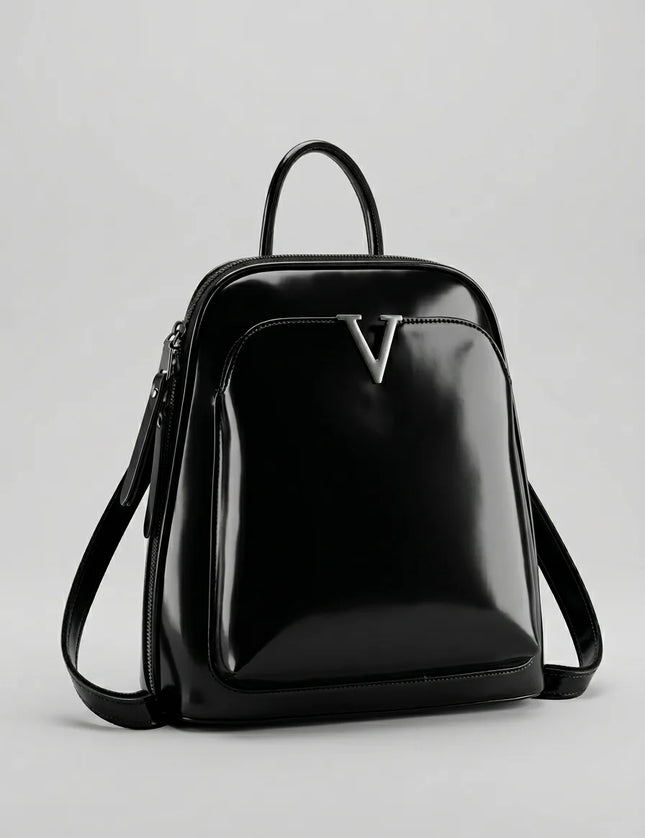 Sac à dos cuir verni femme élégant et imperméable - Vue 1 - Sac