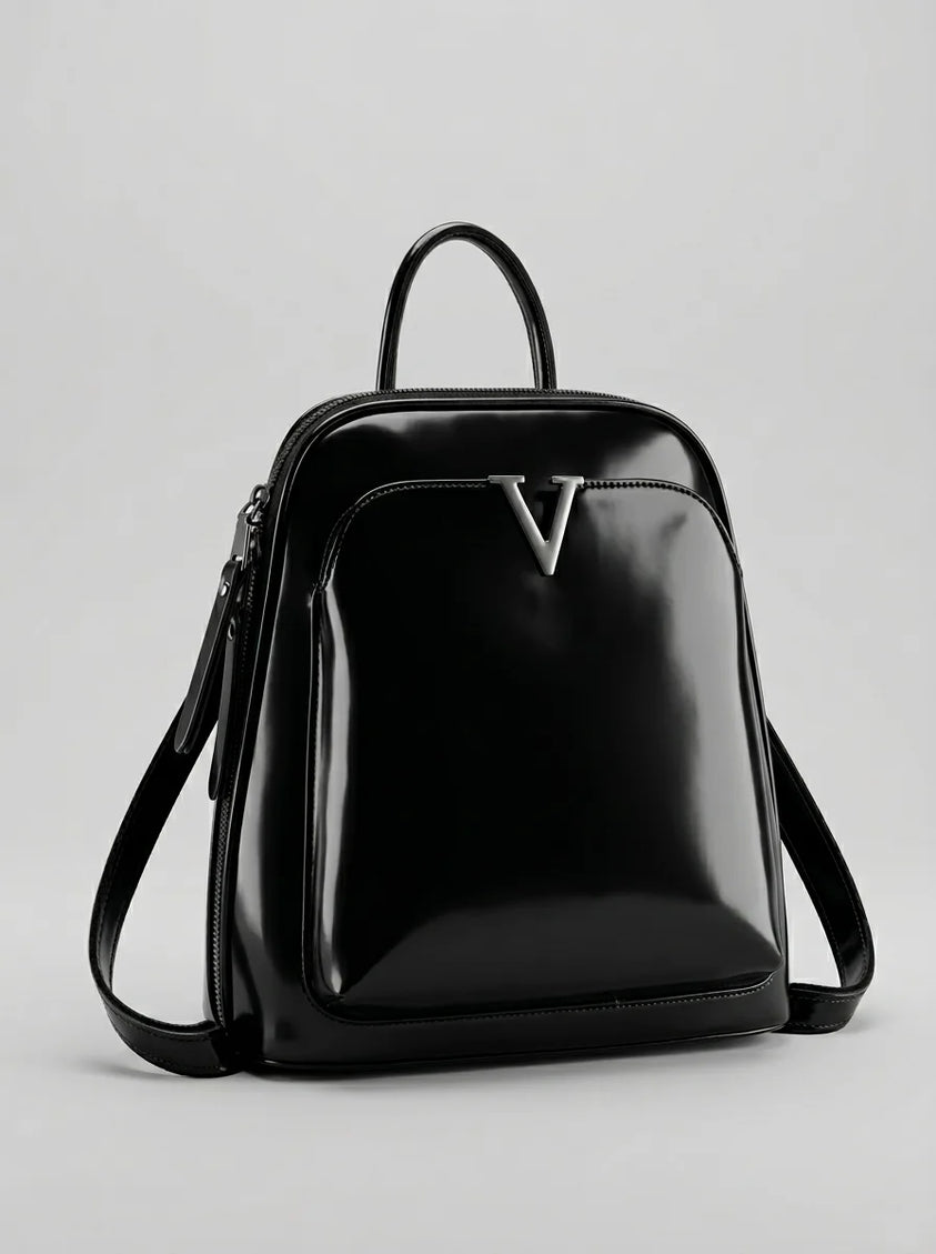 Sac à dos cuir verni femme élégant et imperméable - Vue 1 - Sac