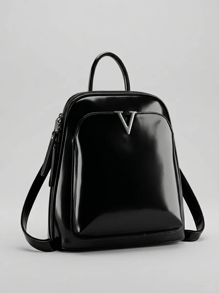 Sac à dos cuir verni femme élégant et imperméable - Vue 1 - Sac