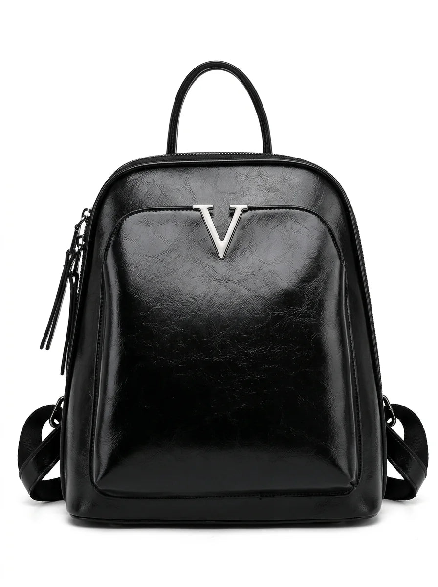 Sac à dos cuir verni femme élégant et imperméable - Vue 1 - Sac