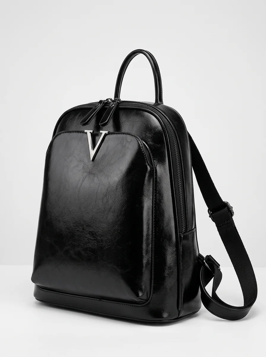 Sac à dos cuir verni femme élégant et imperméable - Vue 2 - Sac