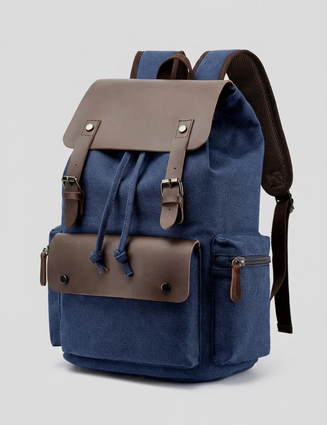 Sac à dos ordinateur 15 pouces toile et cuir vintage - Vue 1 - Sac