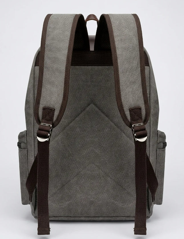 Sac à dos ordinateur 15 pouces toile et cuir vintage - Vue 4 - Sac