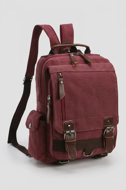 Sac à dos toile et cuir vintage grande capacité - Vue 1 - Sac