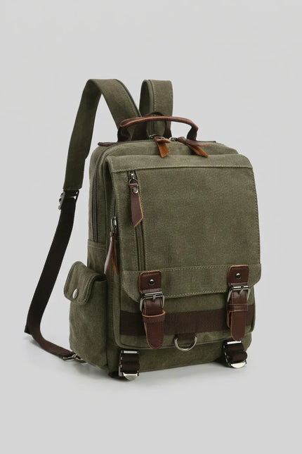 Sac à dos toile et cuir vintage grande capacité - Vue 2 - Sac