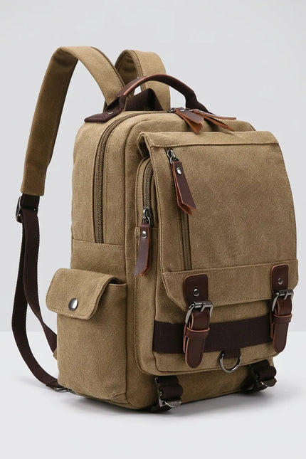 Sac à dos toile et cuir vintage grande capacité - Vue 2 - Sac