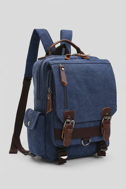 Sac à dos toile et cuir vintage grande capacité - Vue 3 - Sac