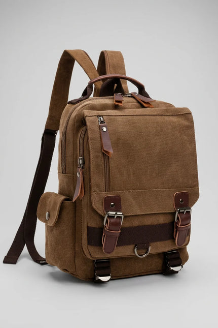 Sac à dos toile et cuir vintage grande capacité - Vue 6 - Sac