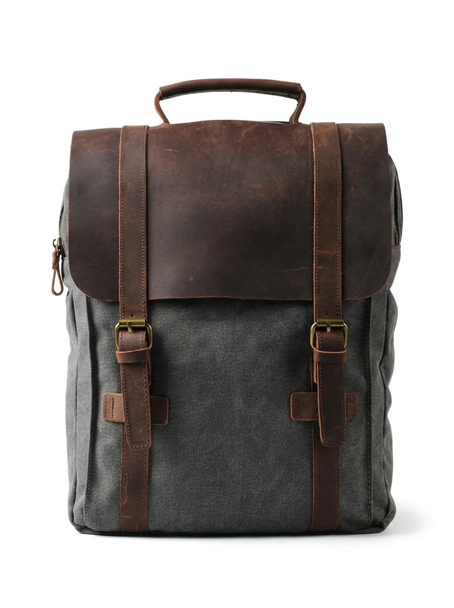 Sac cuir et toile grande capacité ordinateur homme - Vue 1 - Sac