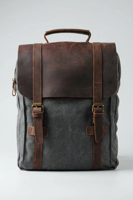 Sac cuir et toile grande capacité ordinateur homme - Vue 2 - Sac
