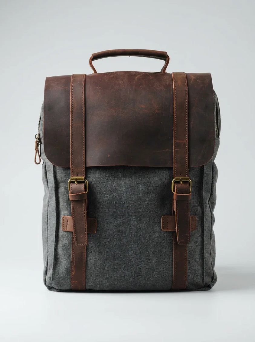 Sac cuir et toile grande capacité ordinateur homme - Vue 2 - Sac