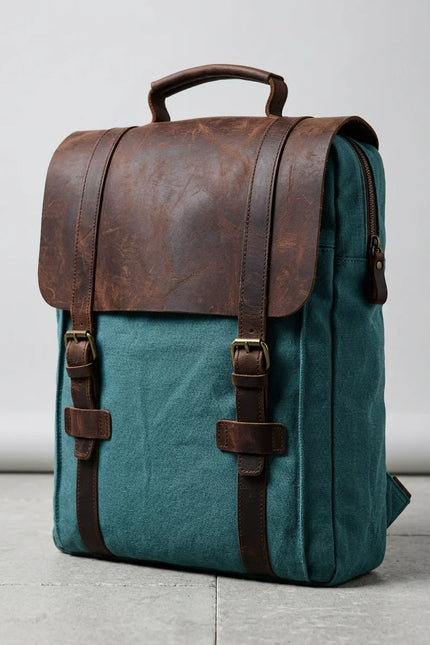 Sac cuir et toile grande capacité ordinateur homme - Vue 2 - Sac