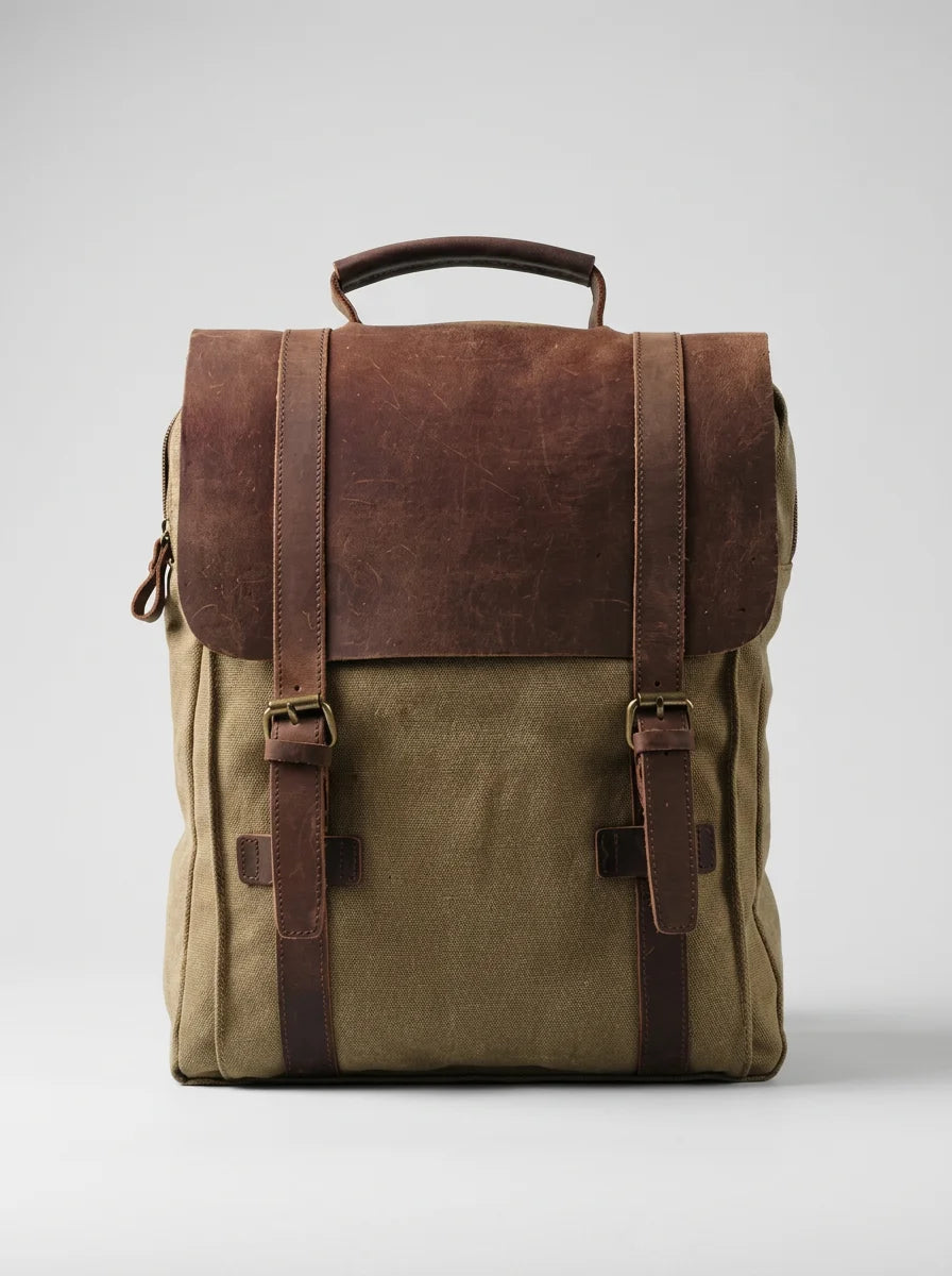 Sac cuir et toile grande capacité ordinateur homme - Vue 3 - Sac