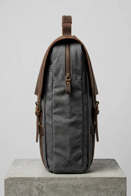 Sac cuir et toile grande capacité ordinateur homme - Vue 3 - Sac